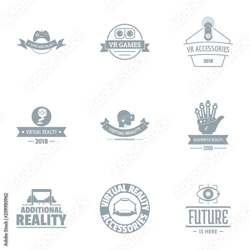 Virtual reality logo set. Simple set of 9 virtual reality vector logo for web isolated on white background