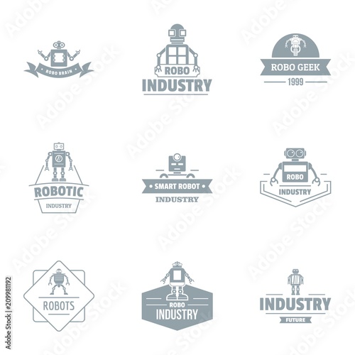 Robo industry logo set. Simple set of 9 robo industry vector logo for web isolated on white background
