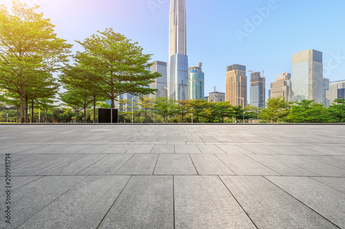 Empty square floor and modern city commercial buildings in shenzhen,China