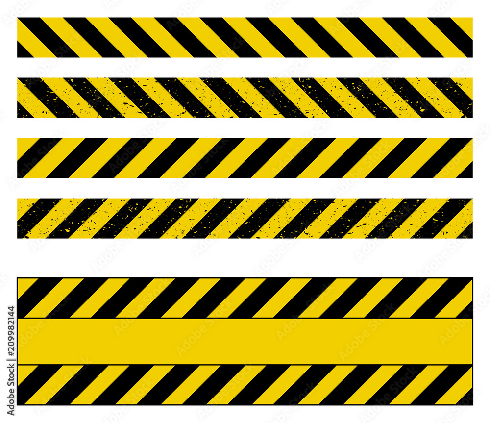 caution tape grunge set vector design isolated on white Stock Vector