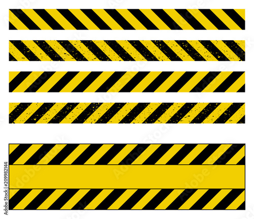 caution tape grunge set vector design isolated on white