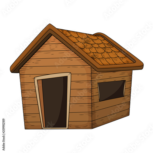 wooden house cartoon vector design isolated on white