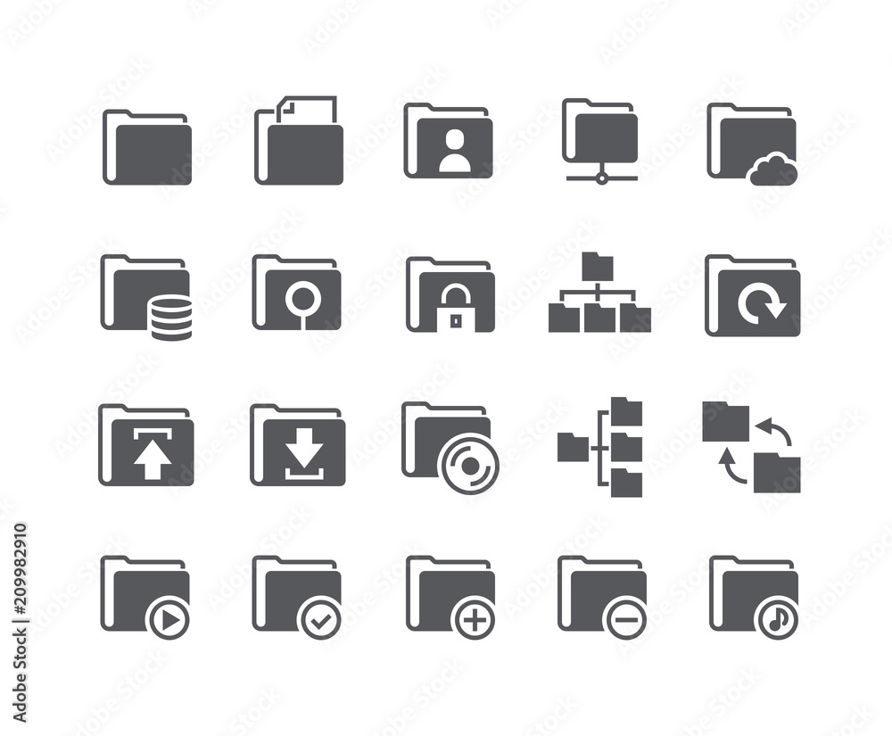 Simple flat high quality vector icon set,Various folders System icons, shares, security, servers, relationships and more.48x48 Pixel Perfect.