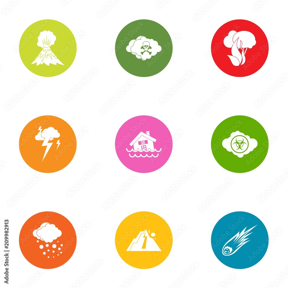 Natural intervention icons set. Flat set of 9 natural intervention vector icons for web isolated on white background Natural intervention icons set. Flat set of 9 natural intervention vector icons for web isolated on white background