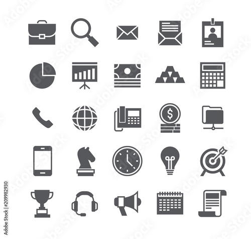 Simple flat high quality vector icon set,Business basic objects, profiles, presentations, support, management, marketing, and more.48x48 Pixel Perfect.