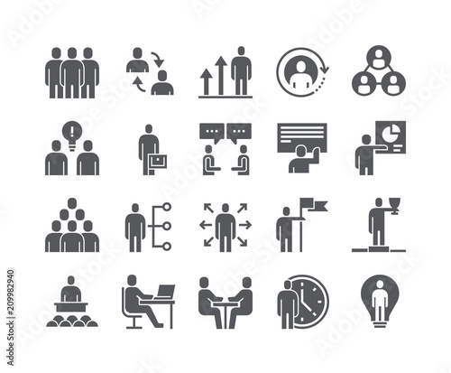 Simple flat high quality vector icon set,Business Office Related People Meeting, Winner, Teamwork, Presentation, Conversation, Employment.48x48 Pixel Perfect.