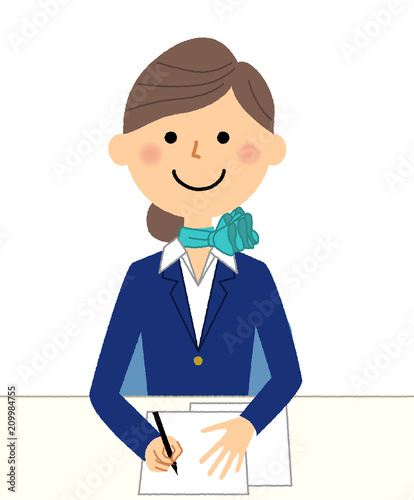 制服の女性　書類