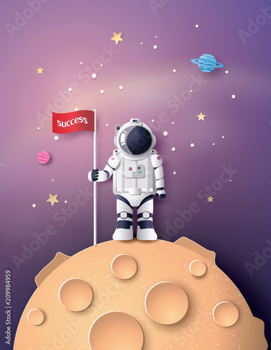 Astronaut with Flag on the moon