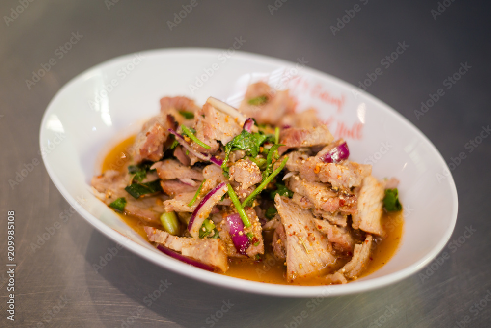 Thai pork nam tok moo