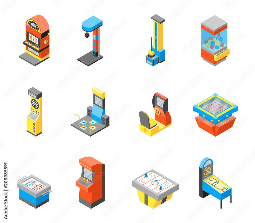 Game Machine 3d Icons Set Isometric View. Vector Game Machine 3d Icons Set Isometric View. Vector