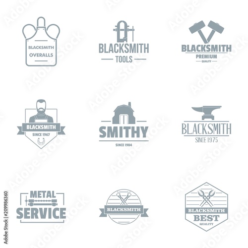 Metallically service logo set. Simple set of 9 metallically service vector logo for web isolated on white background photo