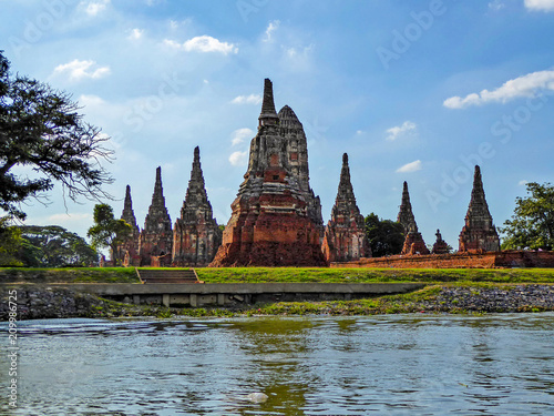 Background of Wat Chaiwatthanaram Thai Temple at Ayutaha province, Thailand  