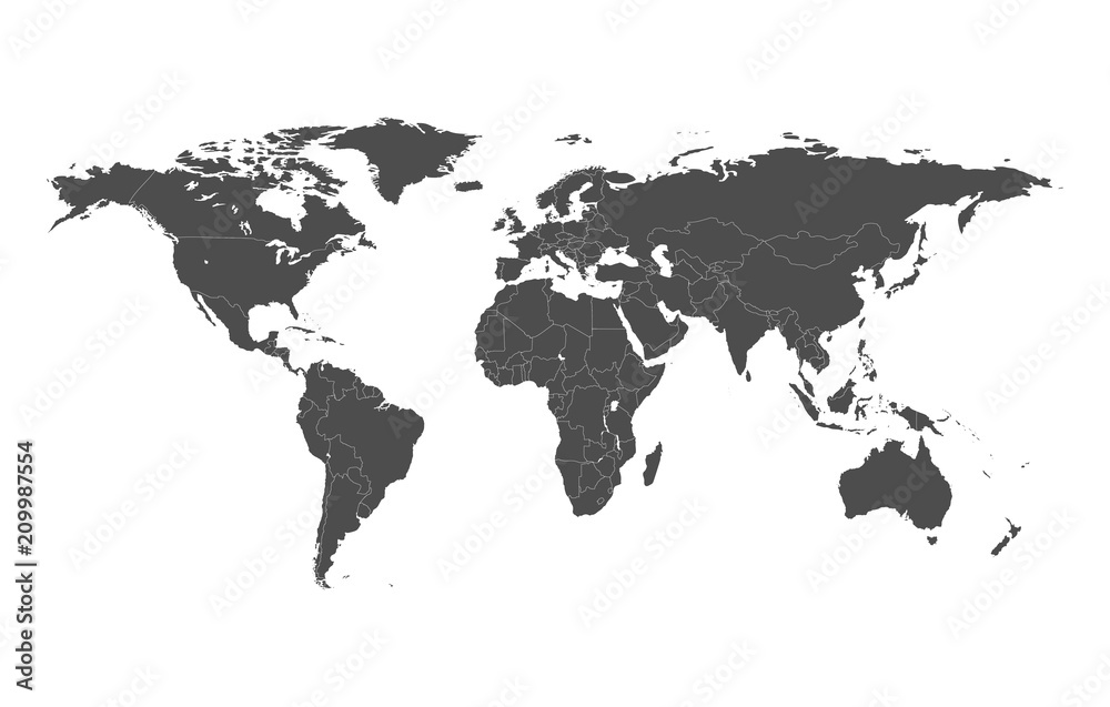 Political map of the world with separate countries. Editable stroke