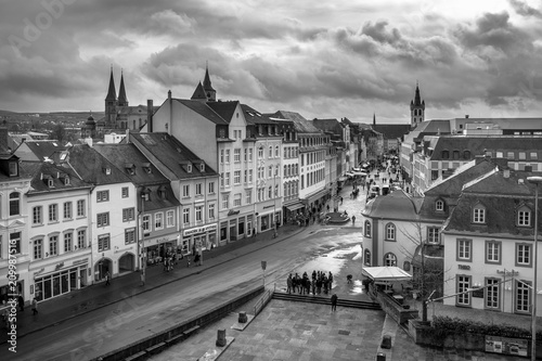 Black and white view into Trier