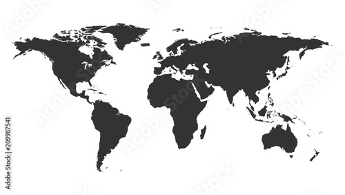 Worldmap backgound template. Isolated map of the world silhouette