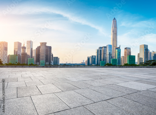 empty square floor and modern city skyline in Shenzhen,China © ABCDstock