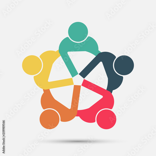 meeting room people logo.group of four persons in circle