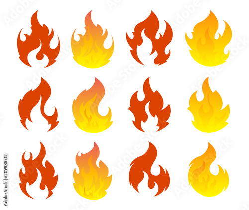 Fire icon set. Design element