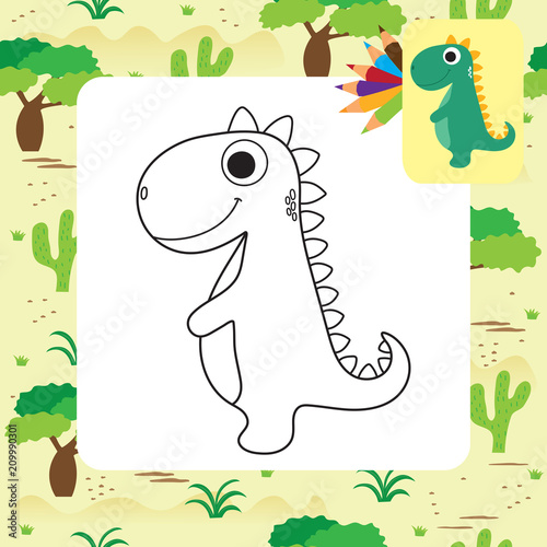 Cute cartoon Dino coloring book