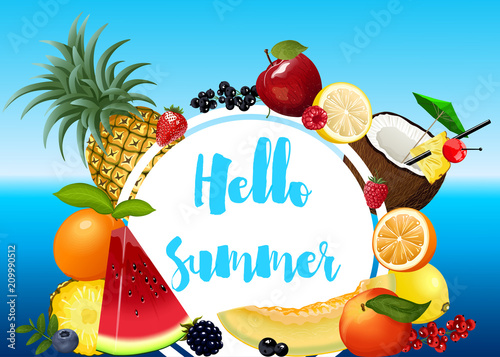 Summer poster with fruits