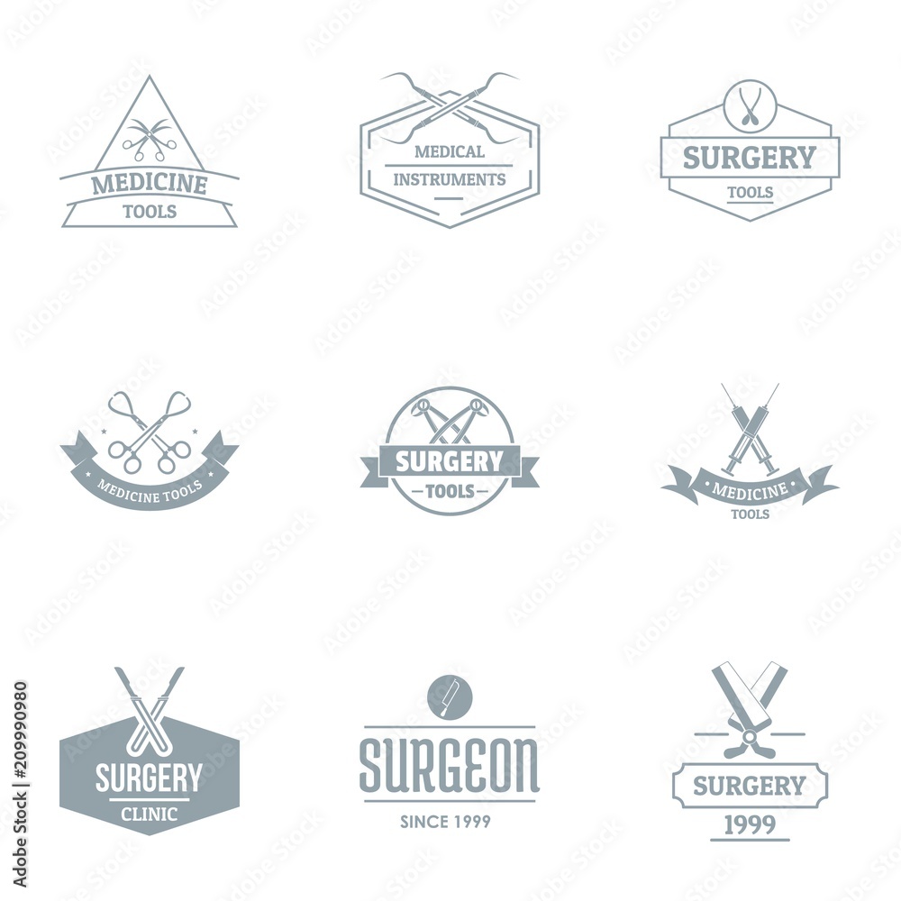 Naklejka premium Surgical process logo set. Simple set of 9 surgical process vector logo for web isolated on white background