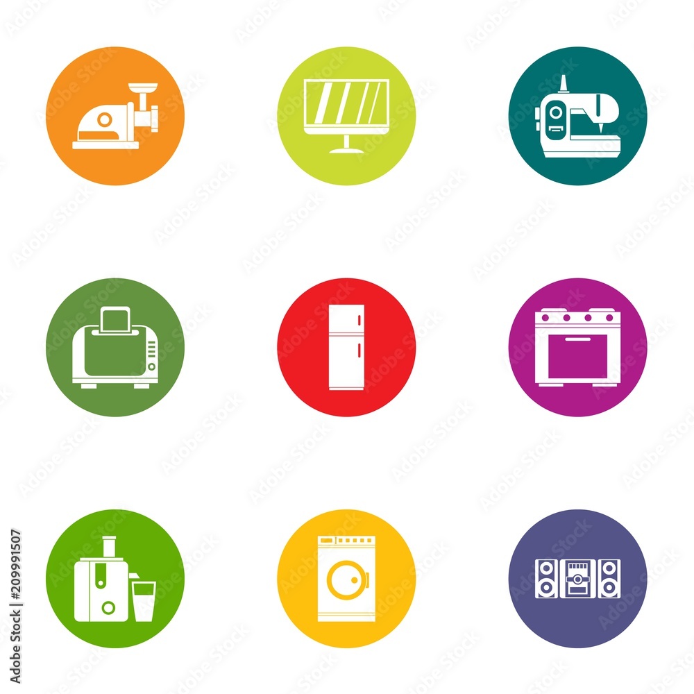 Furnish the kitchen icons set. Flat set of 9 furnish the kitchen vector icons for web isolated on white background Furnish the kitchen icons set. Flat set of 9 furnish the kitchen vector icons for web isolated on white background