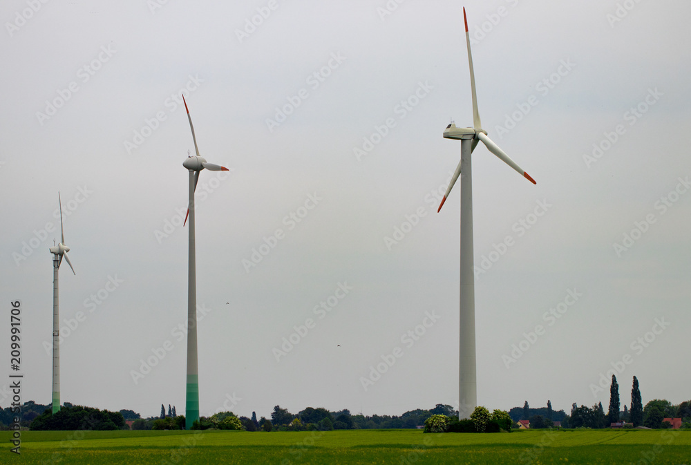 group of windmills for renewable electric energy production group of windmills for renewable electric energy production