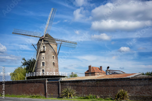 Canvas Print Old windmill near Saint Omer. Pas de Calais. France.