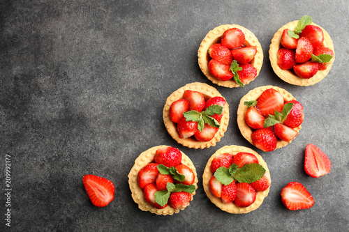 Tartlets with ripe strawberries