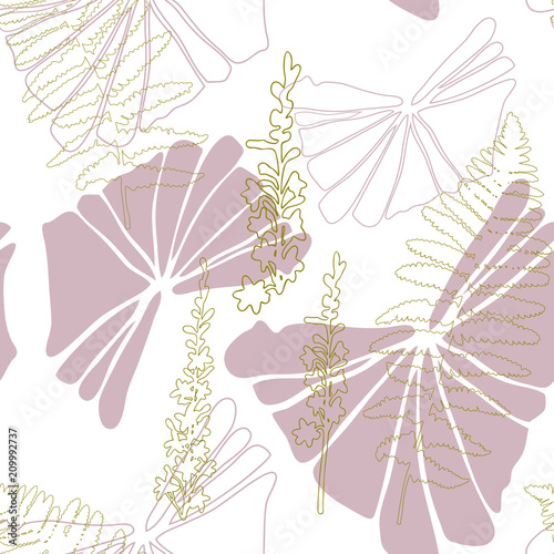 Floral botanical vector seamless pattern with hand drawn agrimony herb flower...