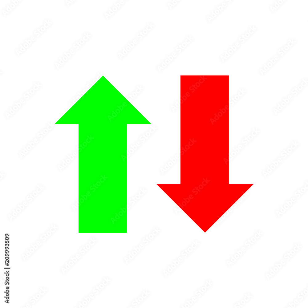 Underholdning Catena Regnfuld Green Up Arrow, Red Down Arrow icon Stock Vector | Adobe Stock