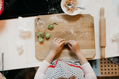 Master class on cooking, pasta, dumplings in a beautiful kitchen for children