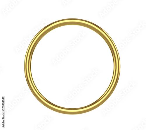 Golden ring on a white background. 3D illustration