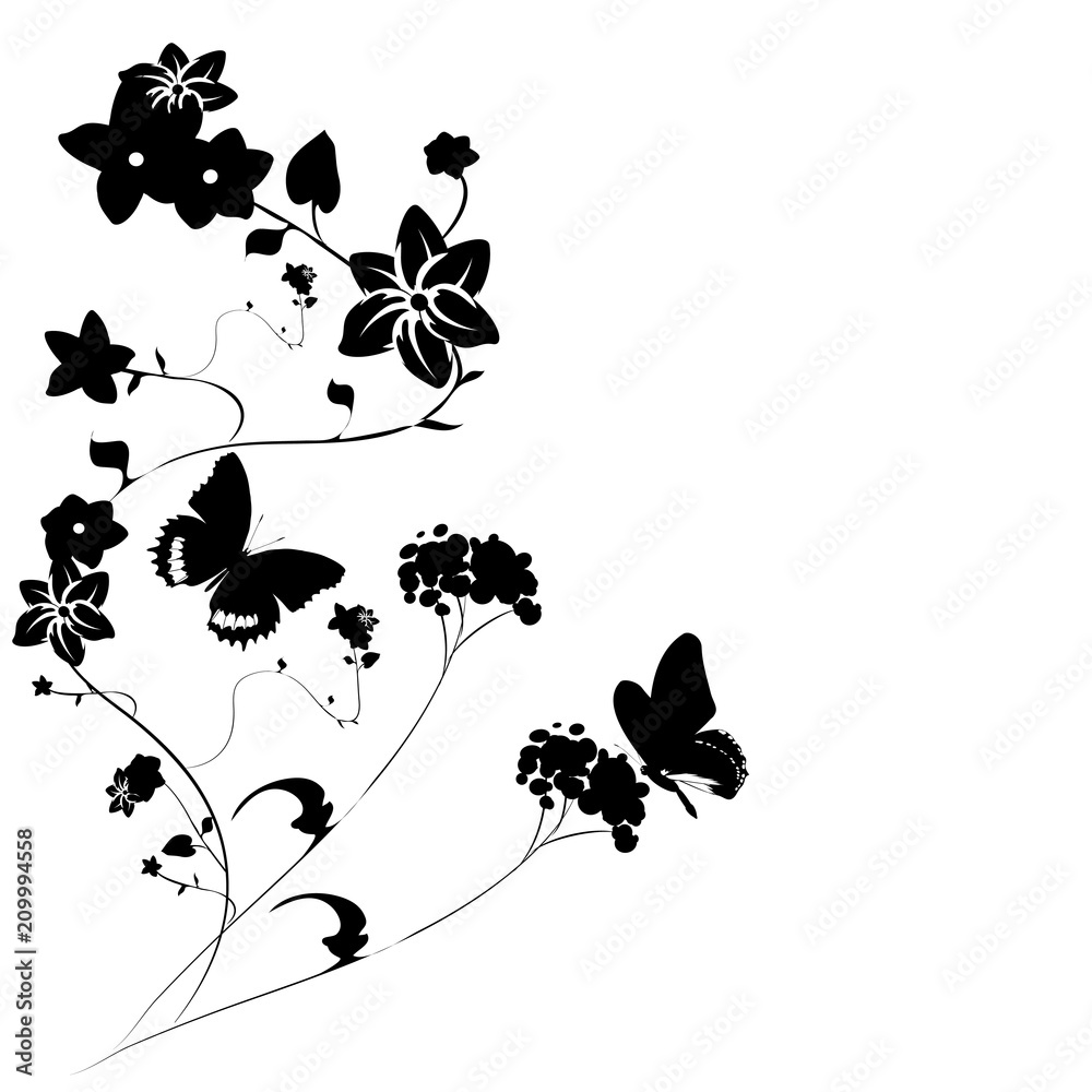 Naklejka premium black butterfly, isolated on a white