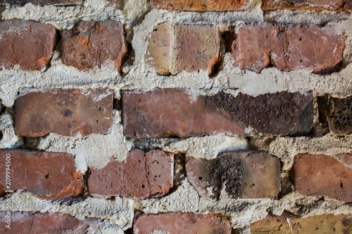 Old bricks wall texture background outdoors. Vintage wall.