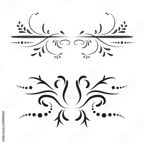 Elegant black ornament on a white background in a classic style