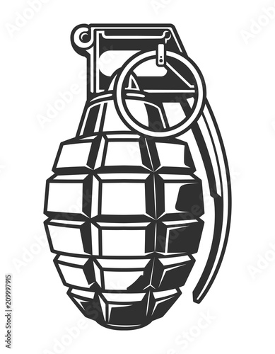 Vintage military hand grenade concept photo