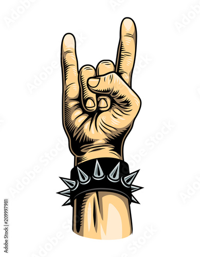 Vintage colorful rock gesture template