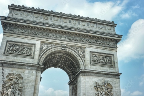 May 24, 2018 Paris, France. Fragment of the monument "Triumphal arch"