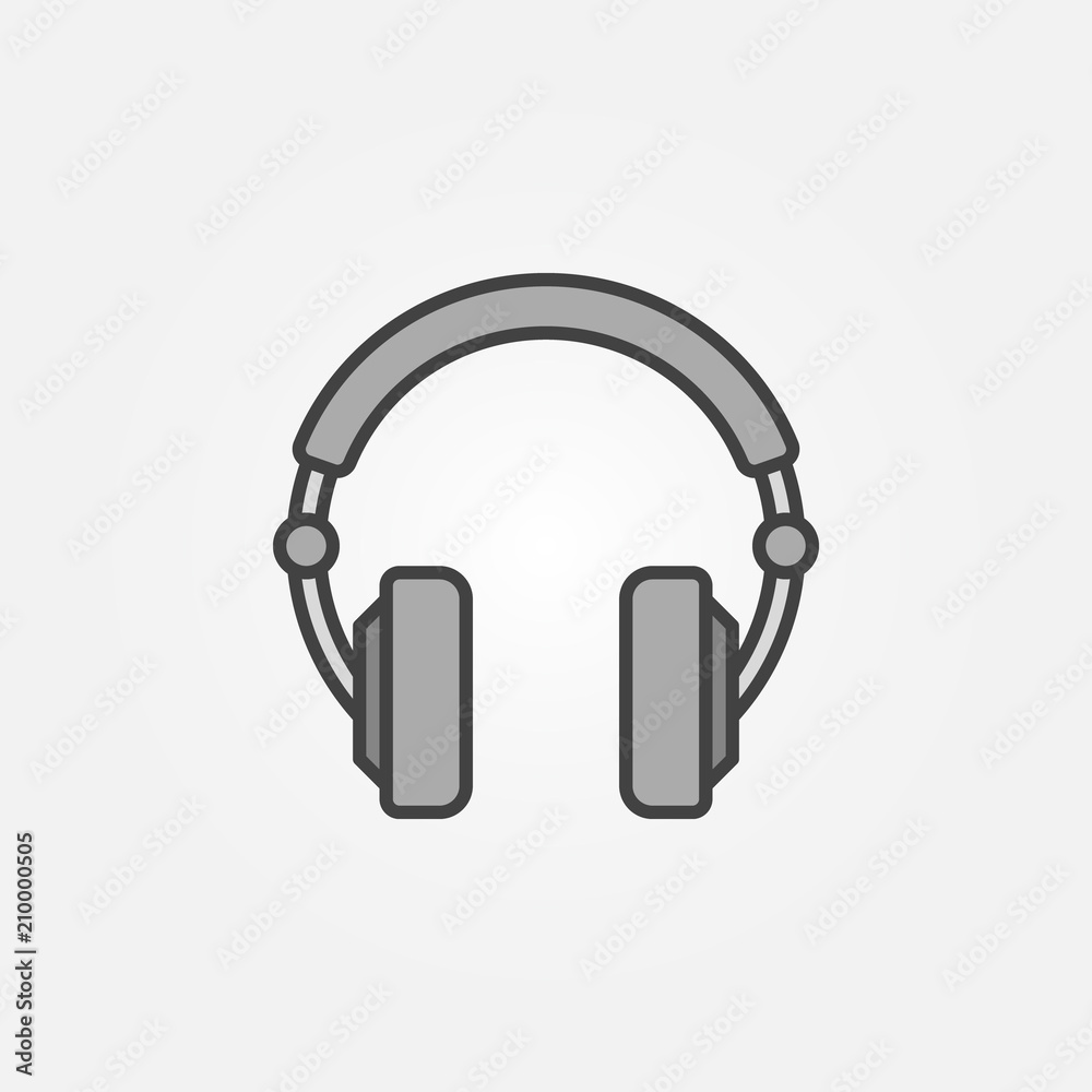 Gray Over-Ear Headphones simple vector icon or logo