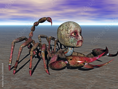 Skorpion durch Genmanipulation mit Menschenkopf