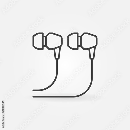 In-Ear Wired Headphones icon - vector outline sign