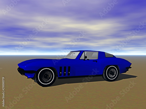 Blauer Sportwagen als Cabriolet