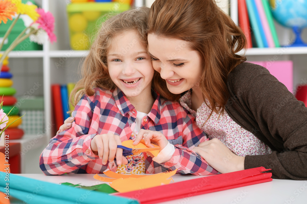 Cute little girl doing homework Cute little girl doing homework