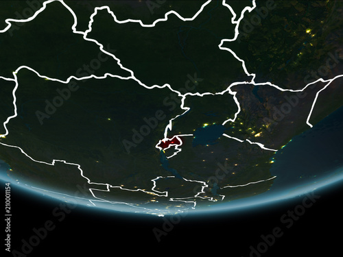 Rwanda on Earth from space at night photo