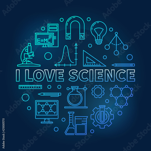 I love science vector blue round illustration in outline style