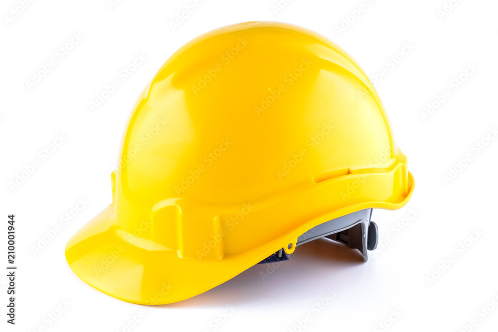 Yellow safety helmet isolated on white