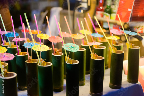 Thai drinks in bamboo pipes