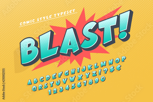 Trendy 3d comical font design, colorful alphabet