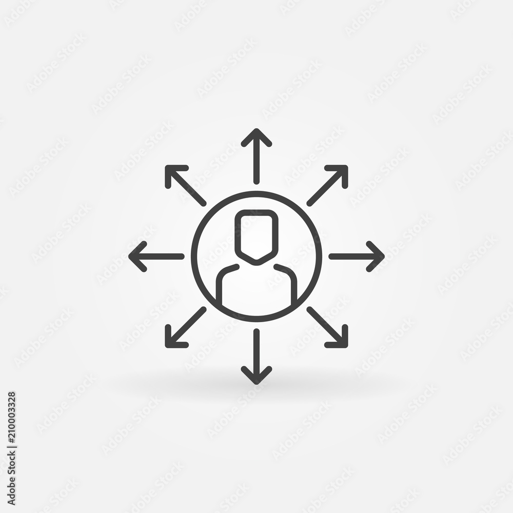 Man in circle with arrows vector line icon. Outsourcing sign Man in circle with arrows vector line icon. Outsourcing sign